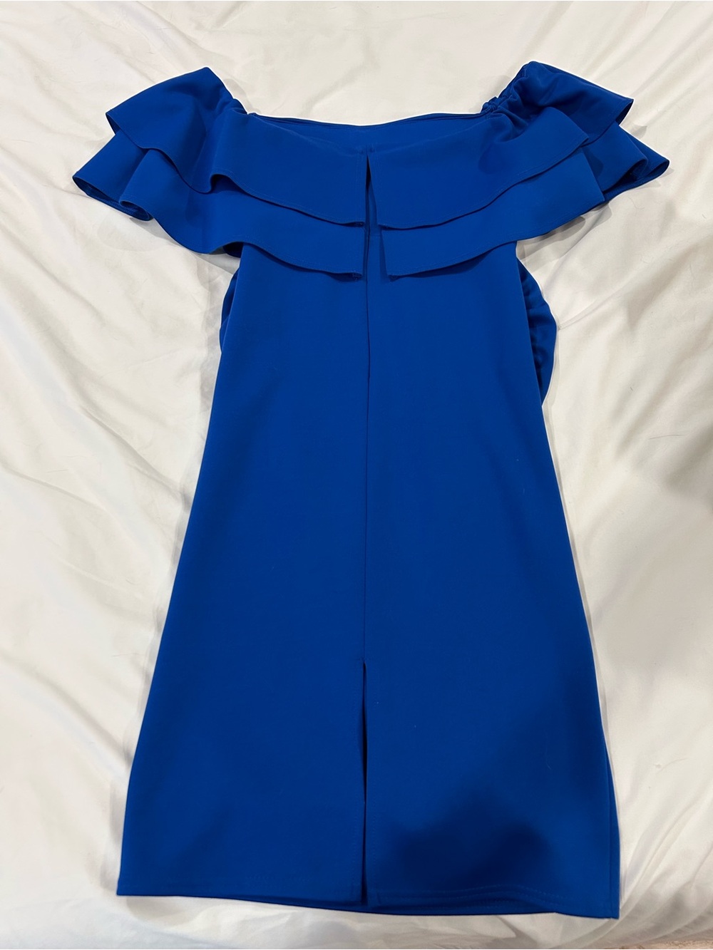 ASOS One-Shoulder Ruffle Dress in Royal Blue - Picture 2 of 3